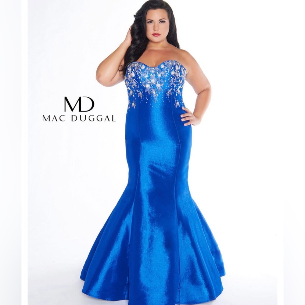 Mac Duggal Royal Blue Strapless Dress